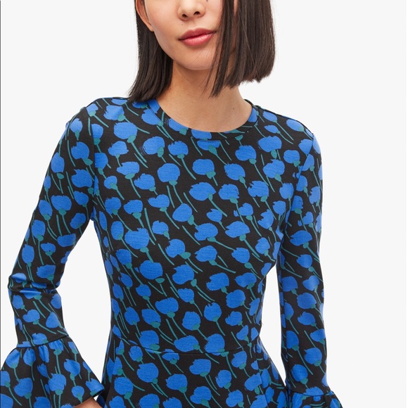 Kate spade poetic floral ponte dress with bell sleeves and pockets! - Picture 4 of 7